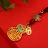 Pingente de chaveiro de cabaça oca antiga com cinábrio, popular para homens e mulheres, casais, joia de chaveiro de alta qualidade, bolsa