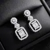 Venda Quente Estilo Europeu Americano Coreano Novos Brincos Elegantes Modernos e Versáteis Brincos Quadrados Femininos Cravejados de Diamante Venda Direta E094