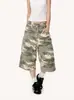 Ot Verão Novo Calça Cropped Camuflada Unissex Estilo Streetwear Americano Reta Solta Algodão Puro Versátil Shorts Casuais