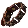 Nueva pulsera de personalidad punk, joyería al por mayor, pulsera de conexión de cuero genuino, joyería popular europea y americana, pulsera de piel de vaca