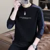 Moletom Masculino Primavera e Outono Nova Tendência Americana Retalhos Gola Redonda Moda Solto Casual Versátil Manga Longa Top Roupas Masculinas