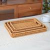 Cesta de Frutas de Mimbre Sintético Tejida a Mano Cesta de Almacenamiento de Snacks para Supermercado Caja para Frutas y Verduras Cesta de Pan Bandeja Rectangular