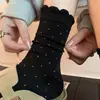 Algodão de Xinjiang 10A renda antibacteriana bolinhas branco novo estilo bolinhas delicadas outono meia de comprimento médio para maternidade