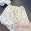 Estilo Ins Pastel Dulce Conejito Pijama Mujer Solapa Verano Manga Corta Pantalones Cortos Casual Dos Piezas Ropa de Casa