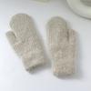 Manoplas de Invierno para Mujer de Doble Capa con Puño y Piel de Conejo Gruesa de Color Sólido para Calidez y Protección contra el Frío, Adecuadas para Ciclismo, Guantes para Adultos