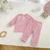 Conjunto Sweet Home Wear Outono e Inverno Laço Estiloso Roupas de Outono para Bebê Menina e Calça Comprida Conjunto Casual Confortável de Duas Peças Tendência