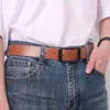 Cinturón de Negocios Directo de Fábrica Pantalones Casuales para Hombre Jeans Pantalones de Cuero Suave con Hebilla de Pin PU Simple Cinturón Versátil