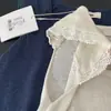 Lino + Algodón Guangzhou Shisanxing Imis* En Stock Verano 2026 Chaleco de Punto con Encaje Patchwork Cuello en U Mangas Acampanadas para Mujer