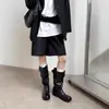 Botas Altas Apiladas Ajustadas Nuevas para Mujer Primavera y Otoño 2026, Tacón Grueso Versátil con Hebilla Occidental Botas Vaqueras