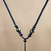 Cordón Tejido Hecho a Mano de Oro y Jade para Colgante de Mujer, Cordón para Collar con Colgante de Ágata de los Doce Signos del Zodiaco para Hombre