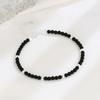 Pulsera de Plata Esterlina S925 Versátil con Cuentas Redondas de Ónix Negro Joyería Niche Simple Lujo Ligero Moda Apilada Joyería con Cuentas para Mujer