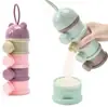 Recipiente de armazenamento de comida para bebê portátil estilo Urso de 4 camadas, design de abertura múltipla, caixa de armazenamento de comida em grãos infantil de desenho animado