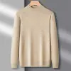Suéter de Punto para Hombre Nuevo Transfronterizo Primavera y Otoño con Cuello Medio Alto, Cálido, Lavable a Máquina, Prendas de Punto para Hombre Capa Base