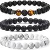 Amazon Europa y América Venta Caliente Transfronteriza Piedra Natural 8mm Pulsera para Pareja para Hombre y Mujer Juego Pulsera Ojo de Tigre Turquesa Joyería