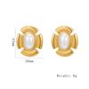 Aretes de Acero Inoxidable Europeos y Americanos de Moda Transfronteriza para Mujer Aretes de Perlas Incrustadas Electrochapados Joyería Aretes Fabricante Mayorista de Yiwu