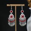 Brincos redondos geométricos de estilo étnico transfronteiriço europeu e americano Bohemia Retro Tourist Attractions Long Tassel Earrings