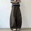 Pantalones retro japoneses plisados holgados de pierna ancha para hombre y mujer, otoño finos frescos oversize casual de pierna recta
