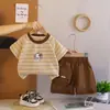Conjunto de Verano para Niños 2026 Estilo Nuevo Conjunto de Dos Piezas Rayado de Manga Corta y Cuello Redondo Ropa Casual para Bebé de Moda