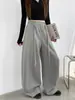 Pantalones de pierna ancha con cordón color calabaza para mujer, nuevo estilo otoño 2026, pantalones casuales holgados de cintura alta, talla petite, pantalones deportivos casuales y relajados de pierna curva