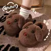 Lindas Pantuflas de Algodón con Cachorros para Mujer Invierno 2026 Nuevos Zapatos de Casa Antideslizantes Cálidos Suela Gruesa Felpa Talón Cerrado Zapatos de Algodón para Hombre