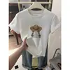 Camiseta Feminina Fashion Versátil Estilo Coreano Slim Fit Manga Curta Gola Redonda Tecido Puro de Algodão Escovado para Primavera, Verão e Outono