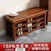 Banqueta para cambiarse los zapatos y zapatero de madera maciza para la entrada del hogar, zapatero multifuncional de pie de tendencia multicapa integrado