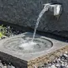 Cuenco de Agua de Piedra Montaña Negra, Fuente de Agua Corriente, Fuente de Jardín Estilo Chino, Talla de Piedra Natural, Cuenco de Piedra para Paisajismo de Jardín, Piedra de Paisajismo de Forma Irregular