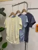 Nova Camiseta de Verão com Botões, Gola Redonda e Manga Curta para Mulheres, Cardigã de Manga Curta com Botões, Cintura Marcada e Pregas