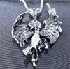 Collar Caner Ángel Maligno Alas de Ángel Plateadas Retro Colgante para Pareja Hombres y Mujeres Regalo de San Valentín