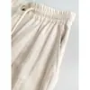Pantalones Casuales de Verano de Pierna Ancha Estrecha con Pliegues Finos, Nuevo Estilo, Caída, Cintura Alta, Holgados, Adelgazantes, Algodón Lino, Pantalones Largos con Cordón