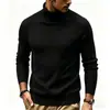 Otoño Invierno Nuevo Suéter de Cuello Alto para Hombre Ropa Interior de Punto Juvenil Rayado Ajustado Casual de Punto para Hombre