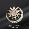 Nuevos Adornos de Cofre de Metal de Alta Gama de Estrella y Luna para Mujer, Broches Versátiles Retro Europeos, Pines y Accesorios Florales