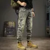 Marca Tendência Primavera e Verão Estilo Americano Ins Jeans Nostálgico Retrô Masculino Slim-fit Rasgado Lavado Skinny Tendência Calça Longa