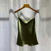 Elegante camisola de encaje de alta gama para mujer, primavera y verano, holgada, moda, satén de seda, interior, cuello en V, sin mangas, top de moda