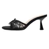 2026 Sandalias de Tacón Alto Stiletto con Malla y Lazo Zapatillas de Exterior Moda Versátil que Aumentan la Altura Estilo Elegante