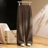 Calça Wide Leg de Cintura Alta Estilo Coreano Feminina 2026 Nova Solta Emagrecedora Para o Trabalho Casual Perna Reta Longa Outono Respirável Versátil