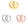 Aretes europeos y americanos para hombre y mujer, aretes delgados anchos de acero inoxidable, textura mate, aretes de tendencia oro rosa, venta al por mayor de aretes