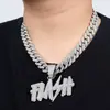 Venda Quente Transfronteiriça Cool Super Flash Cheio de Diamante FLASH Letra Moda Criativa Cravejado de Diamante Corrente Cubana Raio Hip-hop Pingente