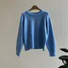 Suéter de Punto Suave Pegajoso Cuello Redondo Árbol de Paulownia Beishan para Mujer Otoño Estilo Perezoso Holgado Top Jersey Básico P1811