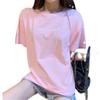 Camiseta de Manga Corta para Mujer 2024 Verano Color Caramelo Estampada Holgada Cuello Redondo Estudiantes Femeninas Versátil Mejores Amigas Tops Exportación