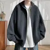 Jaqueta de tricô com capuz e zíper duplo de alta qualidade para outono e inverno, 800g, cardigã suéter plus size, disponível em preto e cinza