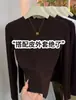 Nova Coleção de Outono Elegante Gola Redonda Emagrecedor Camiseta Básica Elástica Simples Manga Longa Top