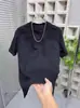 Camiseta de Manga Curta Estampada em Aço Novo Estilo Letra Popular Cor Sólida Camisa Básica Masculina Gola Redonda Estilo Coreano Peça Versátil