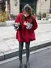 Sudadera de Felpa de Cuello Redondo Estilo Perezoso Rojo Navideño de Gama Alta para Mujer 2025 Otoño e Invierno Nueva Holgada Versátil Diseño Superior