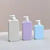 Nueva Botella Plana de 250ml 350ml 500ml Botella para Gel de Ducha Botella para Loción con Bomba para Loción Botella de Plástico HDPE para Productos de Lavado y Cuidado