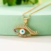 Collar con colgante de ojo turco azul chapado en cobre Aogu, oro real y circonita, popular para mujer, nicho, personalizado, cadena para clavícula