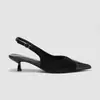 Zapatos de Tacón Alto de Punta Fina, Estilo Nuevo, Cómodos y Versátiles, con Correa Trasera y Sandalias de Punta Cerrada, Moda Transfronteriza Europea y Americana