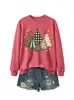 Sudadera de moda casual versátil para mujer con estampado de árbol de Navidad, leopardo, cuadros, lunares, estrella de cinco puntas - Tienda independiente de Amazon Wish
