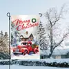 Bandera de Jardín Navideña Transfronteriza Amazon Nueva Decoración de Jardín Festiva Banderines de Lino Impresos por Ambos Lados Personalización