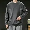Camiseta casual versátil de manga larga para hombre para otoño, cuello redondo, color liso moderno, cómoda, transpirable y de corte holgado.
